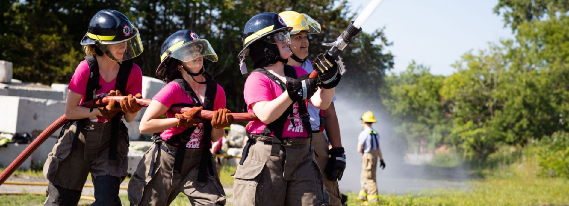 photo of girls fire fighter training 